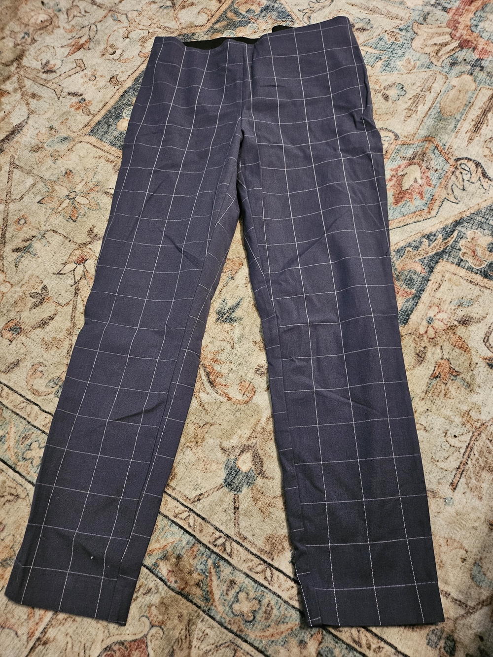 Tailored Navy Windowpane Dress Pants